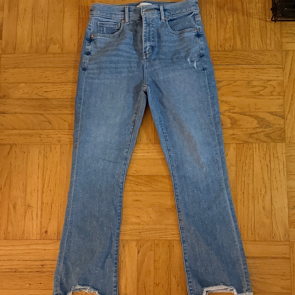 LOFT Straight-Leg Mid-Rise Faded Blue Jeans